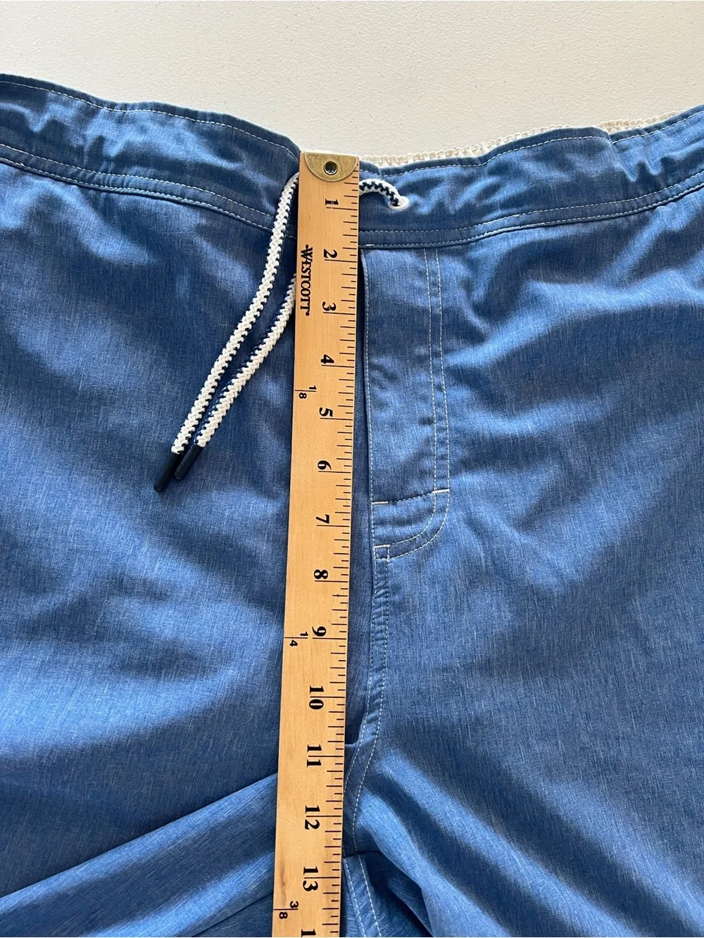 Johnnie-O Mens Elastic Surf Shorts Swim Trunks Blue Lightweight Drawstring Sz XL